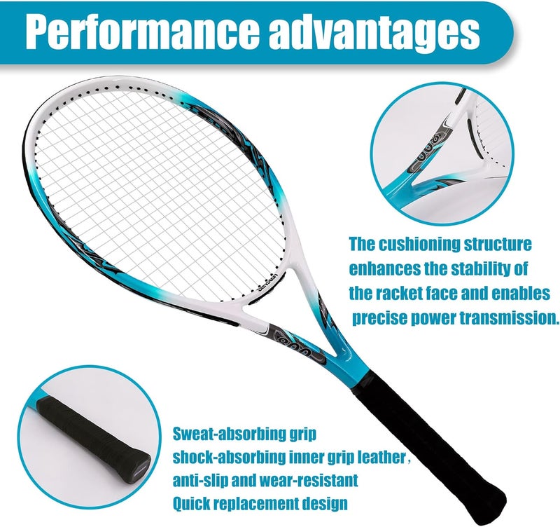 Senston Tennis Rackets for Adults 27 inch Tennis Racquets - 2 Player Tennis Racket Set with 3balls,2 Grips, 2 Vibration Dampers - Image 4